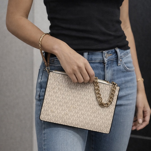 Michael Kors Handbags - Michael Kors Monogram Wristlet with Gold Chain